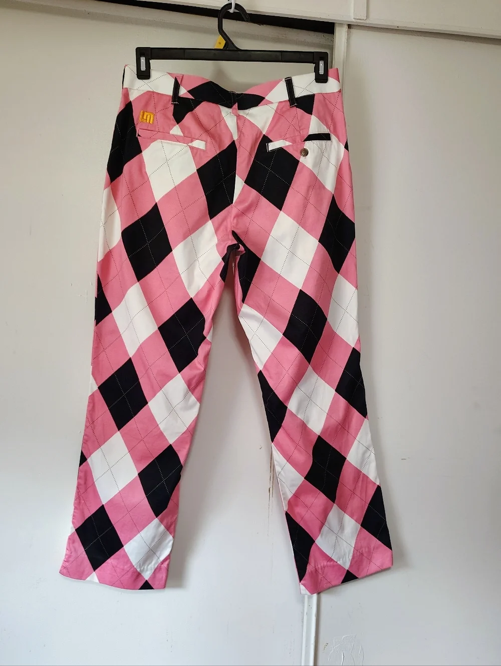 Loudmouth Golf Pants Men's Pink Black Argyle size 32/30. - Picture 11 of 14